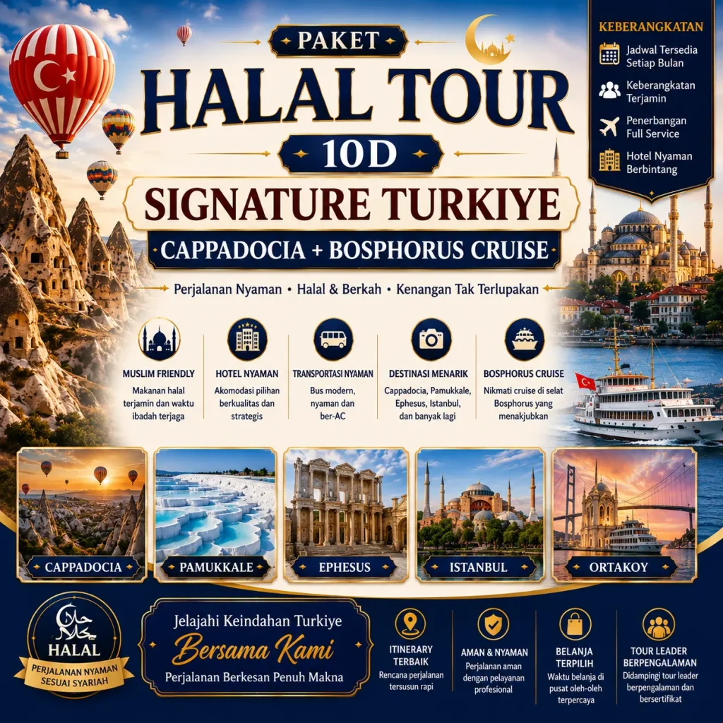 Halal Tour Turki 10 Hari Cappadocia dan Bosphorus Cruise